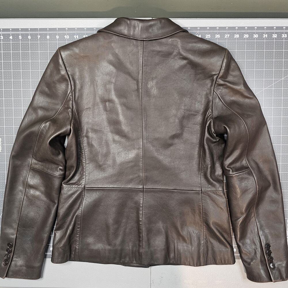 Brooks Brother Leather Jacket Womens 10 Medium Brown Blazer Preppy Business Work - Picture 7 of 16